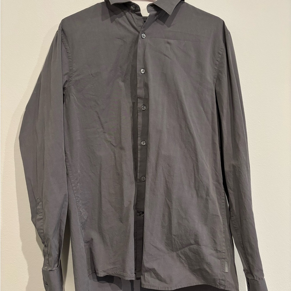 Perry Ellis Men's Gray dress Shirt slim fit size large